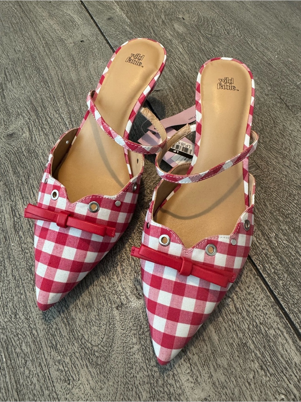 wild fable Red and White Gingham Pointed Slingback Mules